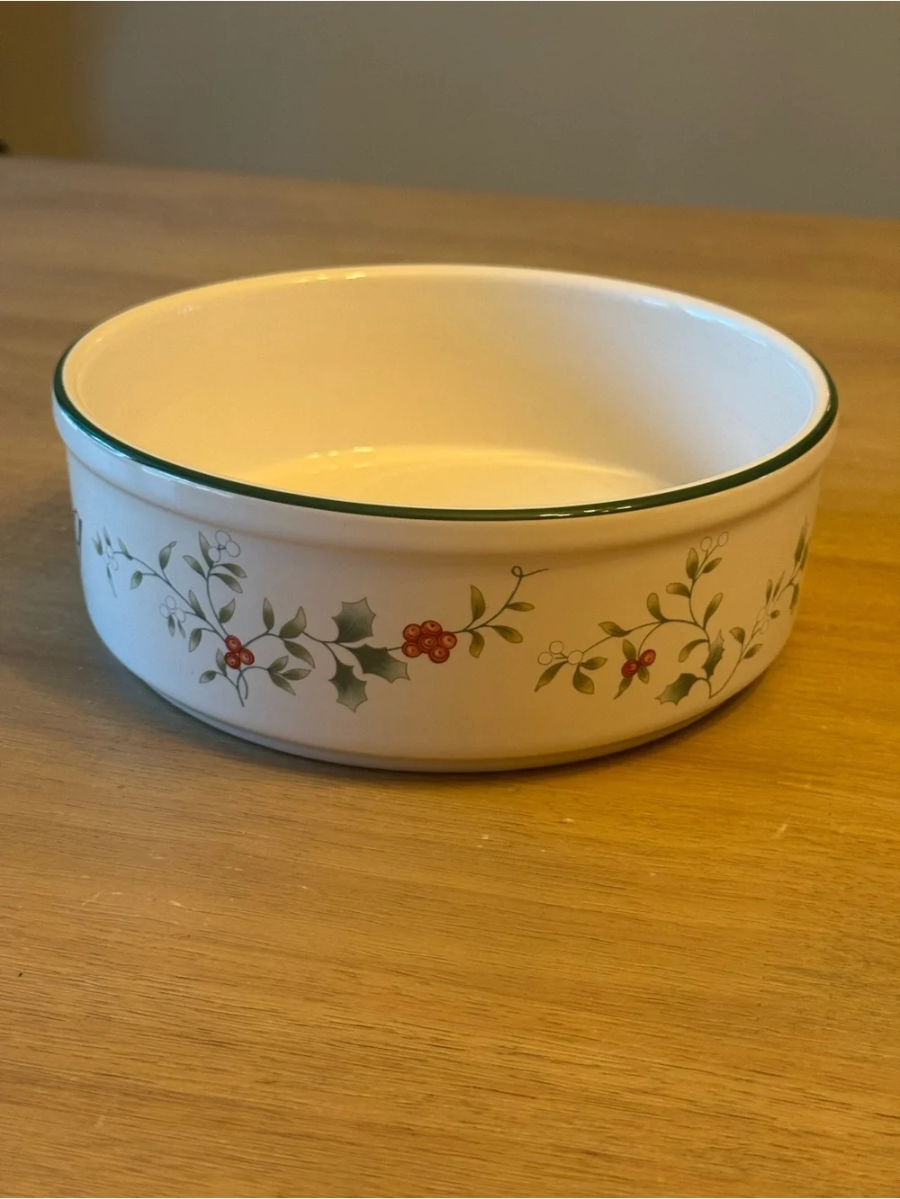Vintage Pfaltzgraff White Dog Bowls with Green and red Floral Accents